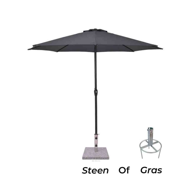 Parasol 3 meter incl. parasolvoet of standaard (gras)